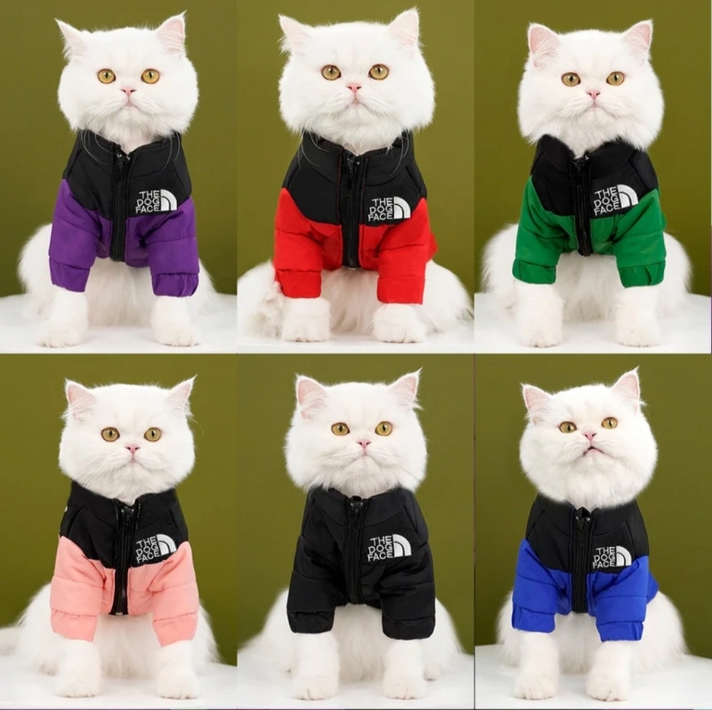 Color Matching (For Cats Or Dogs) Big Dog Cotton-Padded Coat -Blue and Black NEW - Picture 3 of 4